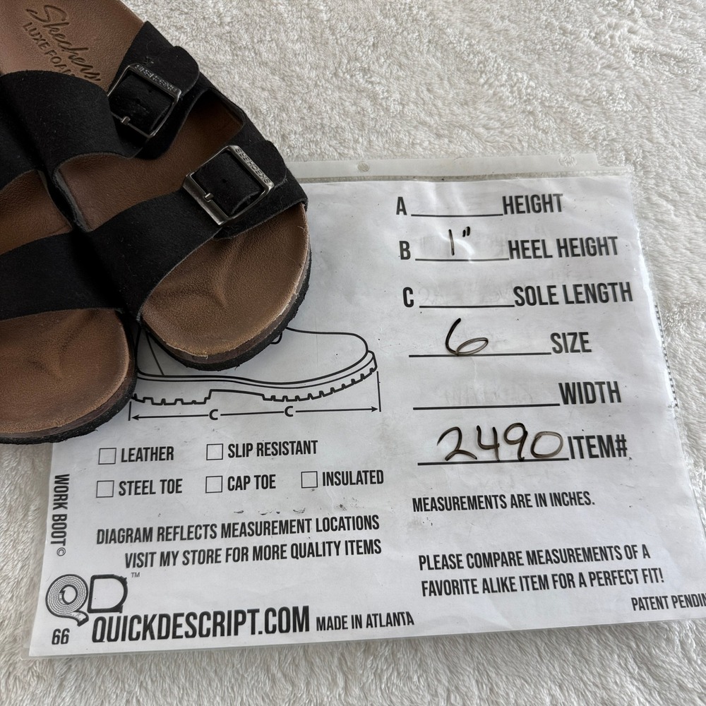 Skechers Luxe Foam Double Strap Slide Sandals Womens Size 6 Black Buckle Casual - Picture 14 of 15